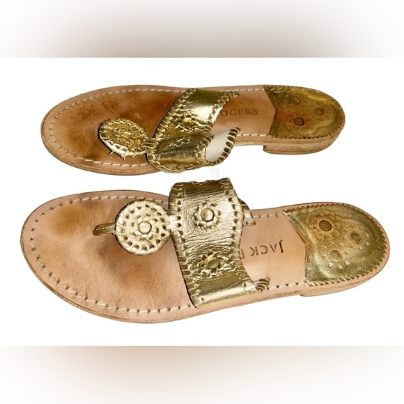 Jack Rogers Gold Leather Sandals Women’s Size 8.5 - Picture 3 of 8